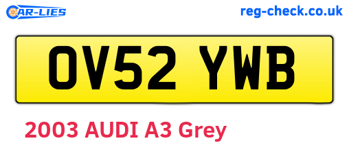 OV52YWB are the vehicle registration plates.