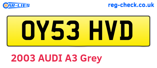 OY53HVD are the vehicle registration plates.