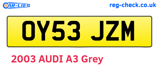 OY53JZM are the vehicle registration plates.