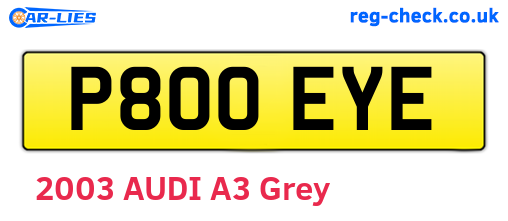 P800EYE are the vehicle registration plates.