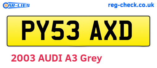 PY53AXD are the vehicle registration plates.