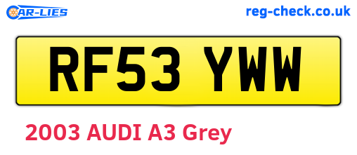 RF53YWW are the vehicle registration plates.