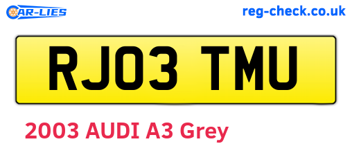 RJ03TMU are the vehicle registration plates.