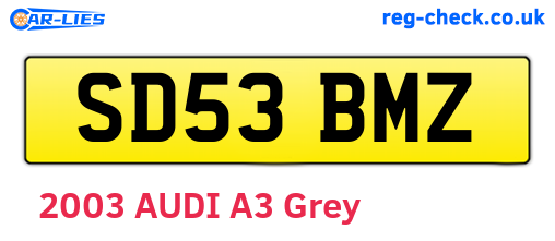 SD53BMZ are the vehicle registration plates.