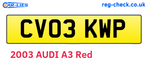 CV03KWP are the vehicle registration plates.