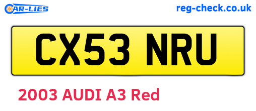 CX53NRU are the vehicle registration plates.