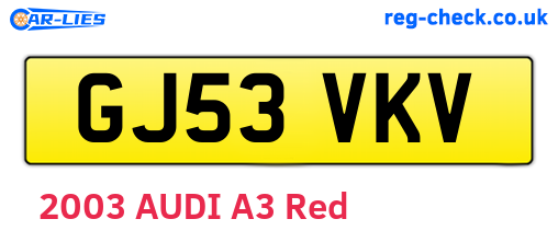 GJ53VKV are the vehicle registration plates.