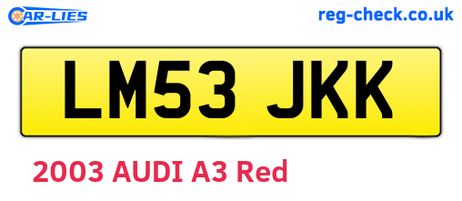 LM53JKK are the vehicle registration plates.