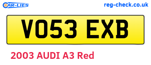 VO53EXB are the vehicle registration plates.