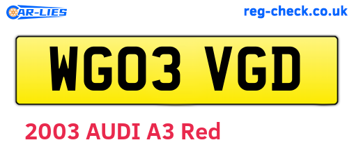 WG03VGD are the vehicle registration plates.