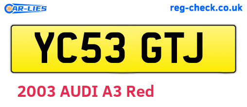 YC53GTJ are the vehicle registration plates.