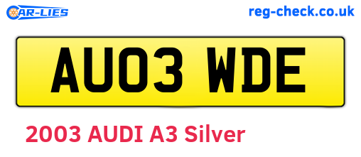 AU03WDE are the vehicle registration plates.