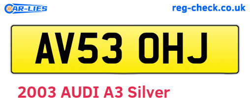 AV53OHJ are the vehicle registration plates.