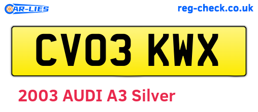 CV03KWX are the vehicle registration plates.