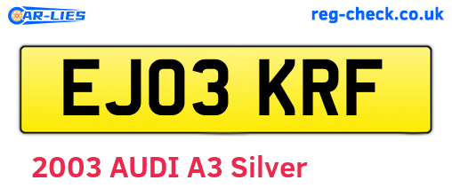 EJ03KRF are the vehicle registration plates.