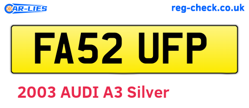 FA52UFP are the vehicle registration plates.