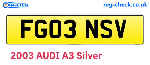 FG03NSV are the vehicle registration plates.