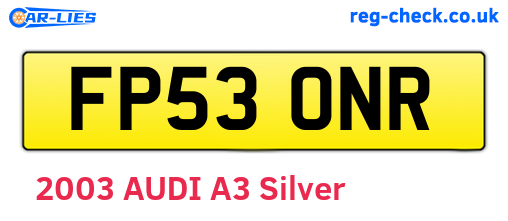 FP53ONR are the vehicle registration plates.