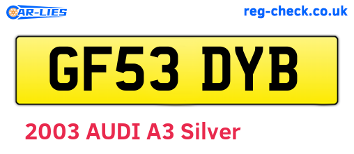 GF53DYB are the vehicle registration plates.