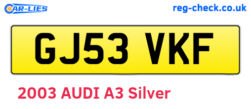 GJ53VKF are the vehicle registration plates.