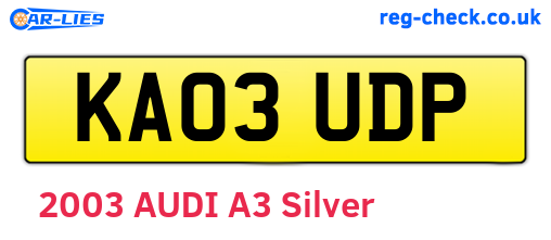 KA03UDP are the vehicle registration plates.