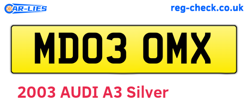 MD03OMX are the vehicle registration plates.