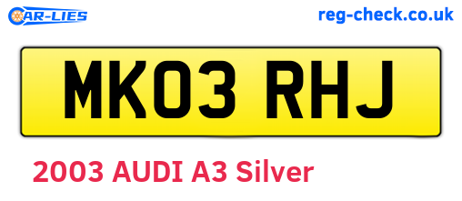 MK03RHJ are the vehicle registration plates.