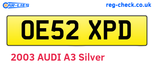 OE52XPD are the vehicle registration plates.
