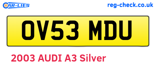 OV53MDU are the vehicle registration plates.