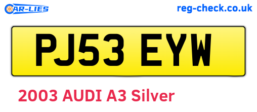 PJ53EYW are the vehicle registration plates.
