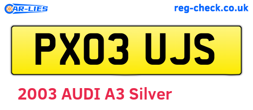 PX03UJS are the vehicle registration plates.