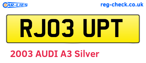 RJ03UPT are the vehicle registration plates.