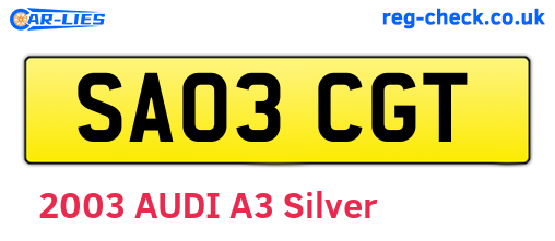 SA03CGT are the vehicle registration plates.