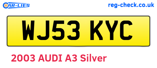 WJ53KYC are the vehicle registration plates.