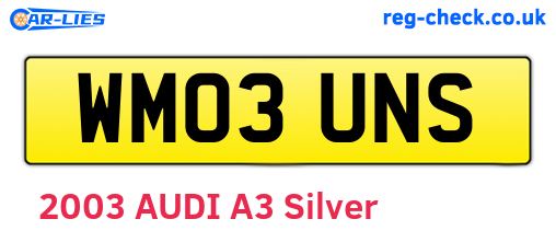 WM03UNS are the vehicle registration plates.