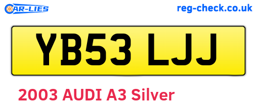 YB53LJJ are the vehicle registration plates.