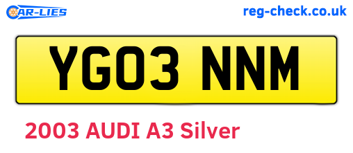 YG03NNM are the vehicle registration plates.