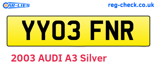 YY03FNR are the vehicle registration plates.