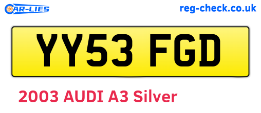 YY53FGD are the vehicle registration plates.