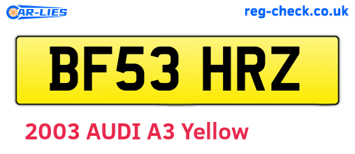 BF53HRZ are the vehicle registration plates.