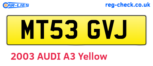 MT53GVJ are the vehicle registration plates.