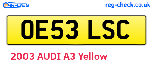 OE53LSC are the vehicle registration plates.