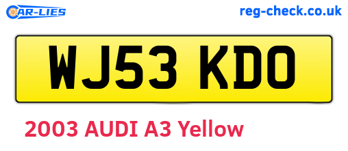 WJ53KDO are the vehicle registration plates.