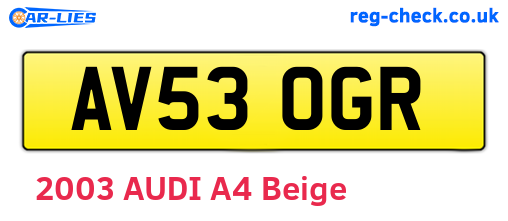 AV53OGR are the vehicle registration plates.