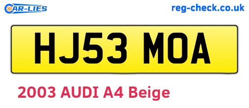 HJ53MOA are the vehicle registration plates.