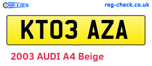 KT03AZA are the vehicle registration plates.