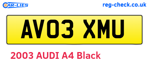 AV03XMU are the vehicle registration plates.