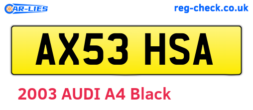 AX53HSA are the vehicle registration plates.