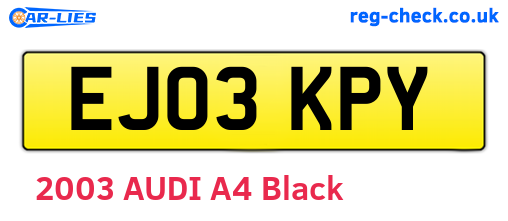 EJ03KPY are the vehicle registration plates.
