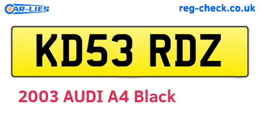 KD53RDZ are the vehicle registration plates.